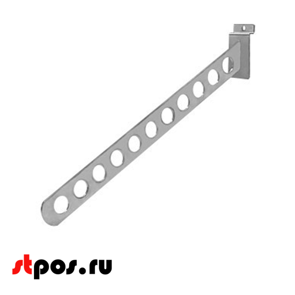 02_Кронштейн для экономпанели наклонный прямой, 400мм, 11 отверстий, F 106, хром