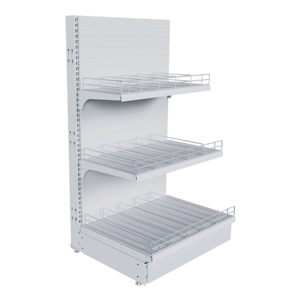 sk_НАБОР стеллаж 25 70 ГЛУХОЙ пристенный 1200х665х500 3 полоки, ограничители, разделители, ценникод