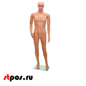 Манекен мужской (М-2) пластиковый, стоящий, рост 185см (94х75х95), с макияжем, телесный