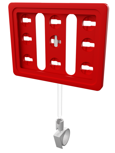 sk_Рамка ТЕХНО А7 красная, белый держатель TECHNO ROLL-VL-L улитка на край посуды, ножка 100мм