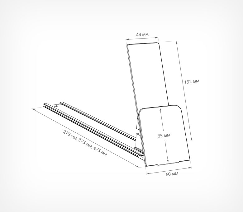 06_Пружинный толкатель наклонный 44х132 мм FORTA GROSSA-4 7-11N, с н.о 60х65 мм, 7-11 ньютонов, 385 мм
