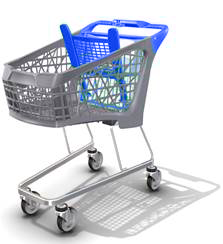 01_Тележка покупательская Salsa 95л,б/платф,корз.Серый,Задн.стенка,д/с,откид.полка,ручка под лого,Синий