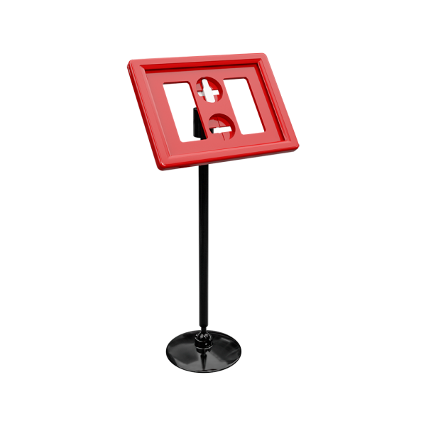 sk_Рамка ТЕХНО А8 красная, черный держатель TECHNO ROUND BASE-VL 50мм, ножка 100мм