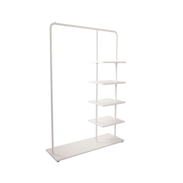 sk_Вешало напольное с 5 полками ЛДСП, без колес, d25, 1180х380мм h-1600мм, Белый