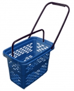 10_Корзина-тележка пластиковая 40л, Синяя, 4 колеса (2 поворотных), 2 ручки, усиленное дно