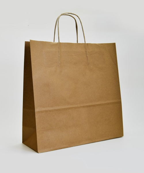 01_Крафт пакет  цветной с кручеными ручками 320х320х180 мм, Желтый