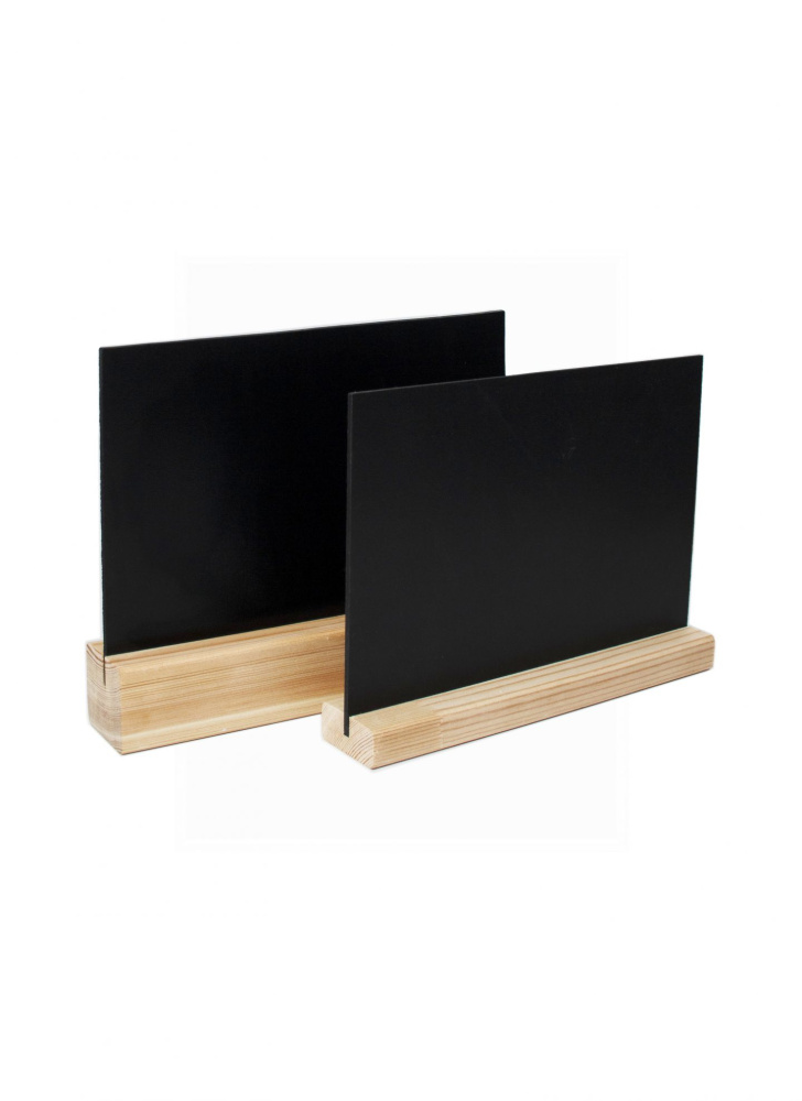 02_Тайбл-тент (менюхолдер) меловой горизонтальный на дерев основании 19х40 мм