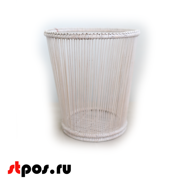 00_Корзинка плетеная круглая, из натурального ротанга, D-270 мм, высота 230 мм, Белый