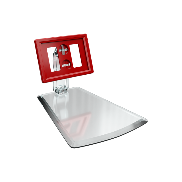 sk_Рамка ТЕХНО А8 красная, прозрачный держатель TECHNO DELI-UNBO-SET40