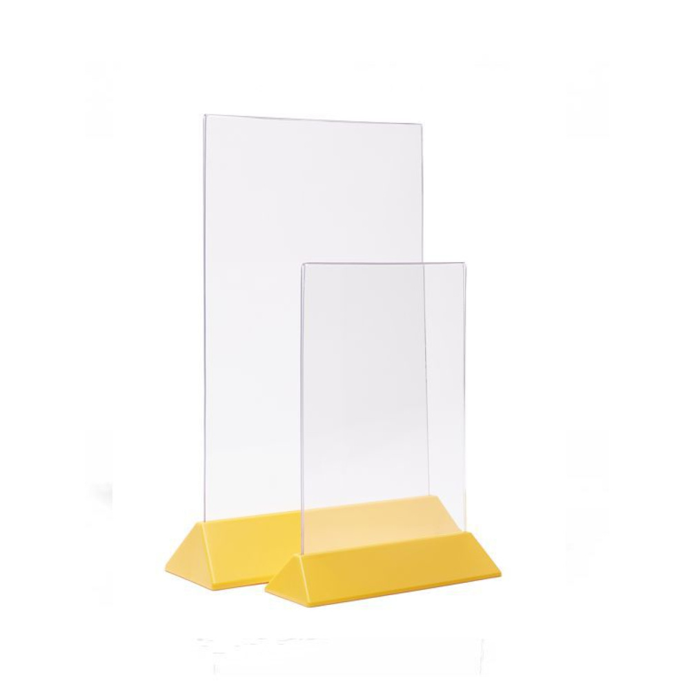 03_Тейбл-тент пластик, вертик трапецевидное желтое основание