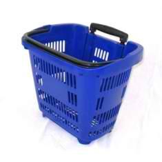 1_Корзина тележка пластиковая 2 колеса 34л, 2 ручки, Синий, BU