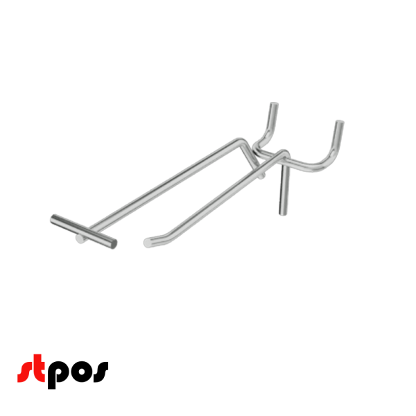 00_Крючок для перфорации одинарный с ценникодержателем 150мм, хром, d4.8мм, шаг 45мм