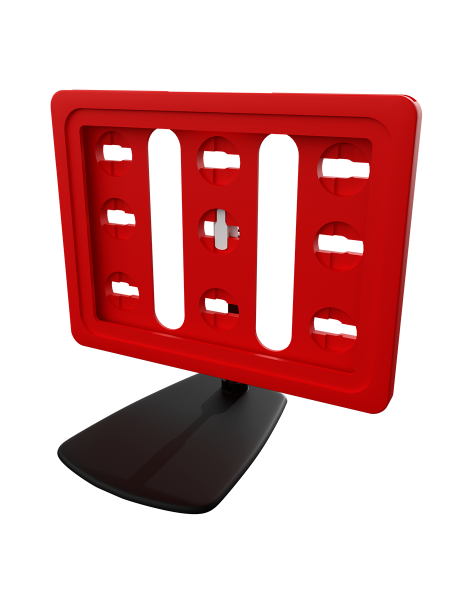 sk_Рамка ТЕХНО А7 красная, черный держатель TECHNO FOT 75 мм, ножка  50мм