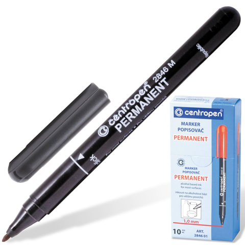 1_Маркер перманентный CENTROPEN, ЧЕРНЫЙ, тонкий наконечник, 1 мм