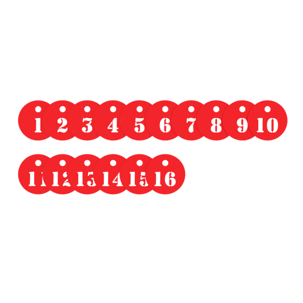 stpos_Комплект брелоков для ключей d-100 мм, акрил 3мм (трафарет) номера с 1-16