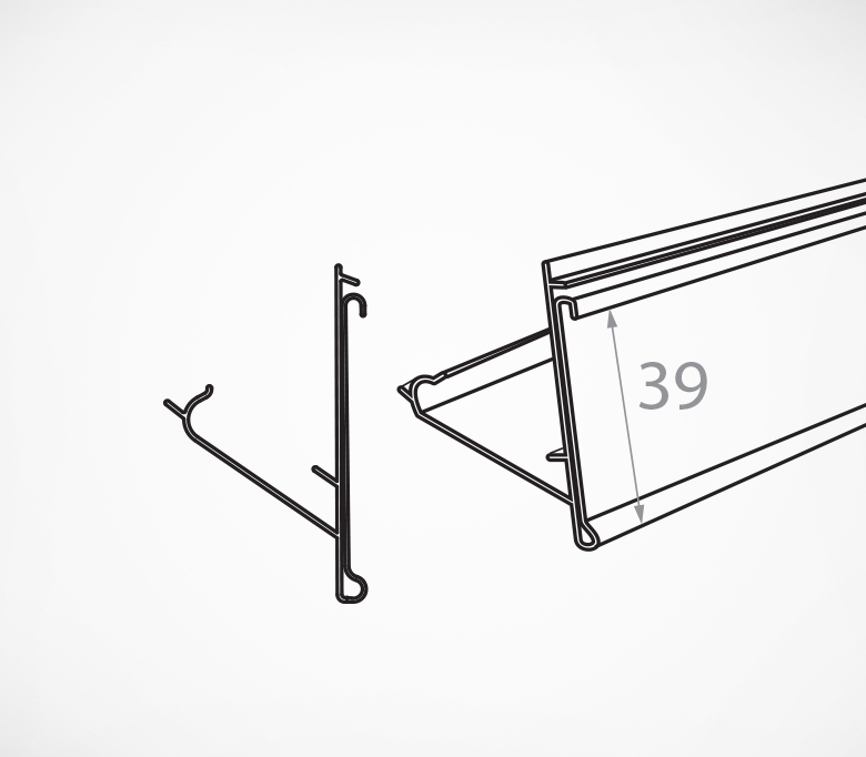 04_Ценникодержатель полочный UT39 длина 1235 мм ПРОЗРАЧНЫЙ