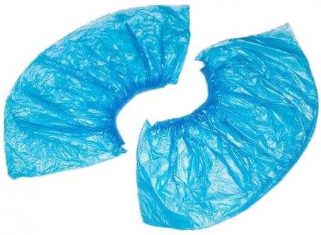 01_Бахилы полиэтиленовые гладкие ПРОЧНЫЕ, 14 мкм, цвет голубой