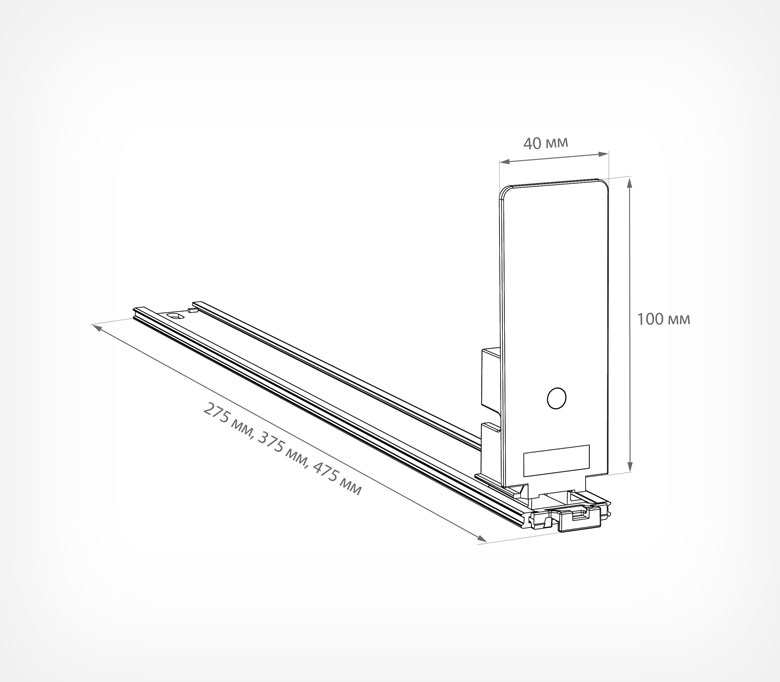 05_Пружинный толкатель 40х100мм FORTA MAGNA-0 10-14N ,10-14 ньютонов, без ограничителя, 285мм, серый