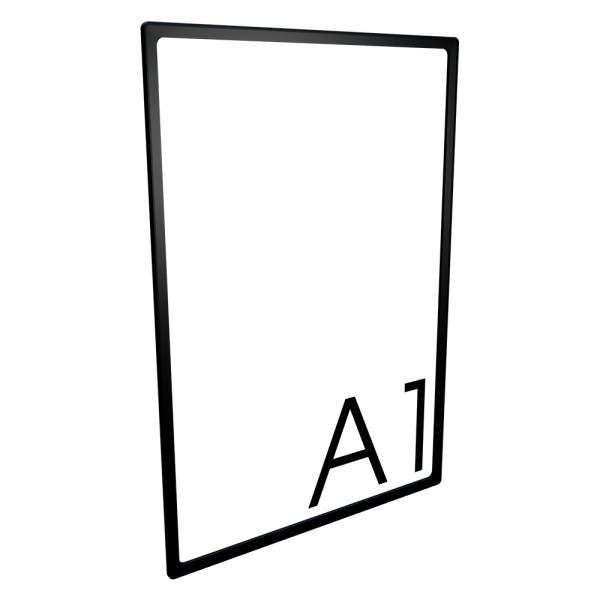 sk_Пластиковая рамка с закругленными углами формата А1 (594х841мм), PF-А1, Черный