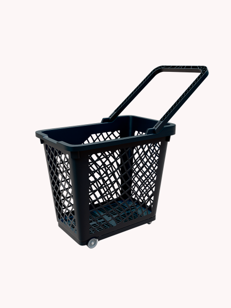 sk_Корзинка покупательская GT60eco 63л,До35кг,4 колеса(2поворот.),RAL9005 Чёрный, ручка черная