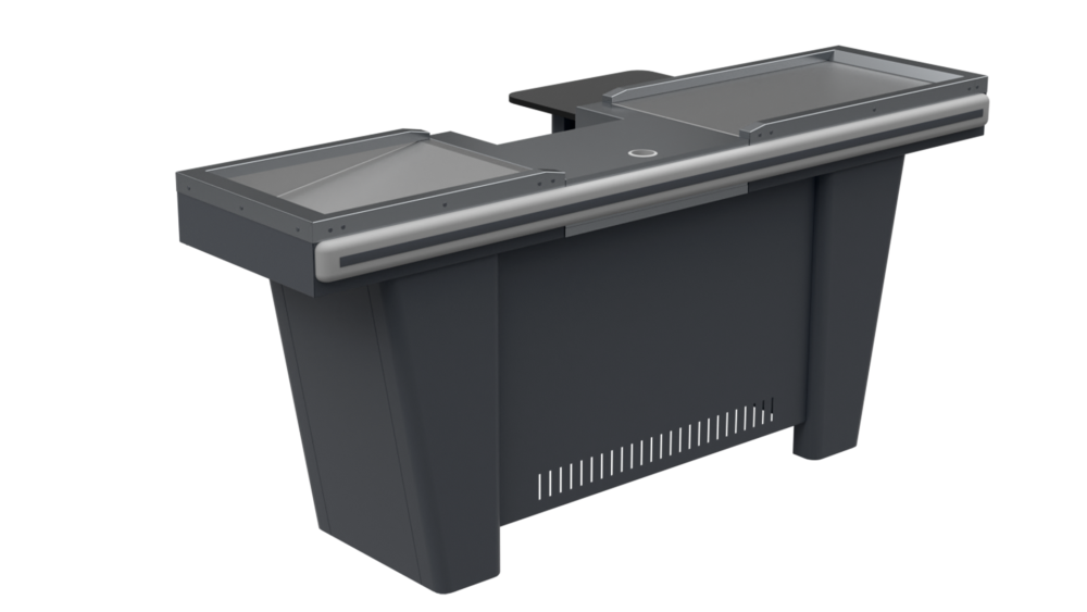 stpos_2_Кассовый бокс Stream-L-200 v3.0 (шлиф.нерж,вырез под ДЯ FL,2Т,узк.нак.),Шагрень,RAL7024,Серый,Левый