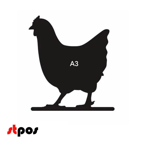 Меловой ценник-фигура КУРИЦА для нанесения меловым маркером,300х320мм (А3),толщина ПВХ 3мм,черная