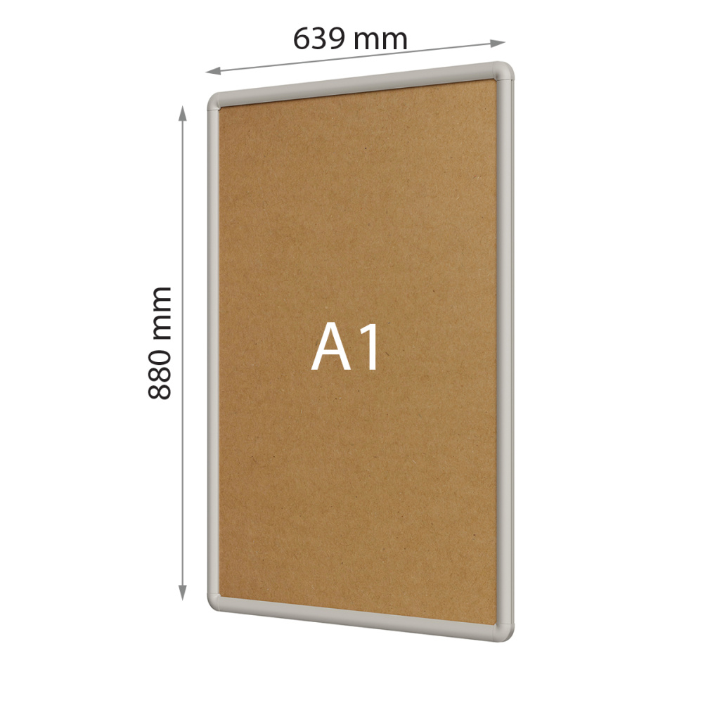 09_Пластиковая клик-рамка PCF-25, закругленные углы, профиль 25мм, формат А1 (639х880мм), Серый