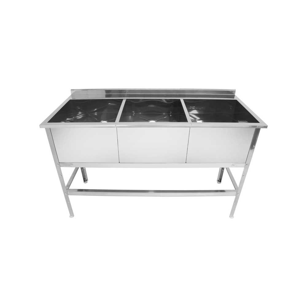 01_Ванна моечная трехсекционная сварная, с бортом ВМП 3/6, Нержавеющая сталь