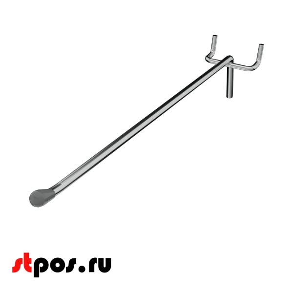 02_Крючок для перфорации одинарный, 400 мм, хром, d6мм, Шаг 50 мм, УСИЛЕННЫЙ