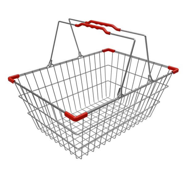 sk_Корзина покупательская металлическая с двумя складывающимися ручками 22 л, Хром, Красная