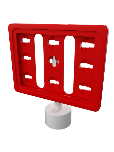 sk_Рамка ТЕХНО А7 красная, белый держатель TECHNO BOTTLE CAP 28 мм, ножка  50мм