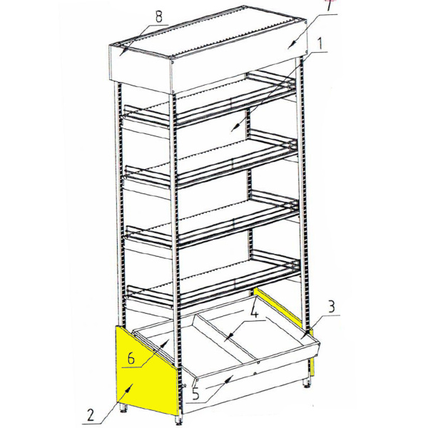 1_ЛДСП боковина 526х673мм (изд.2) стеллажа-экспозитора алкогольного пристенного (глубина полок 400мм