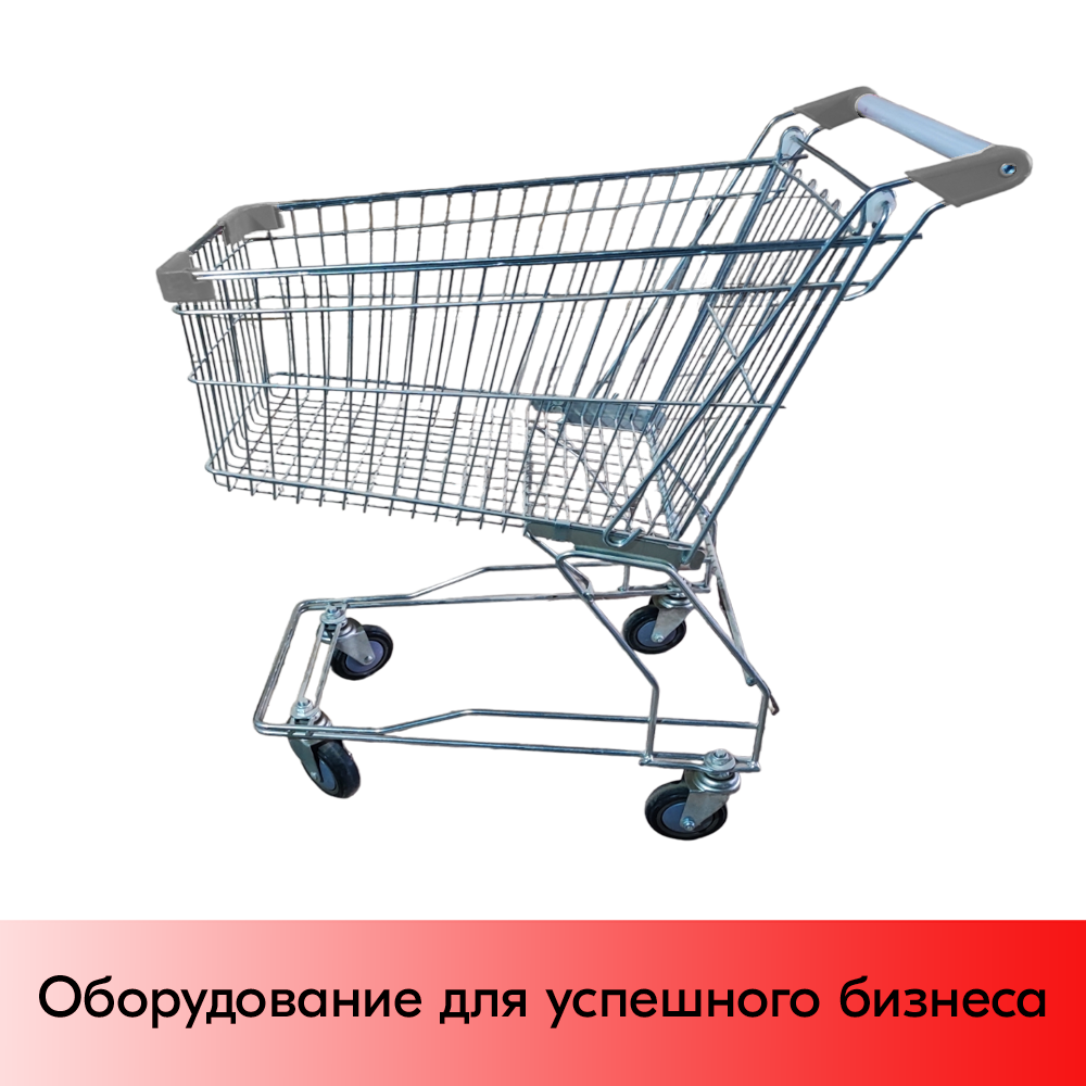 01_Тележка покупательская 100 литров, цинк+лак, без д с, без поддона (азиатский тип), Серый