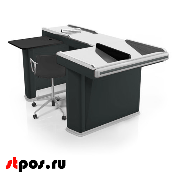 00_Кассовый бокс Stream-XL-200 v3.0 (шлиф.нерж., вырезы ДЯ FT, широкий накопит),RAL7016,Серый,Левый