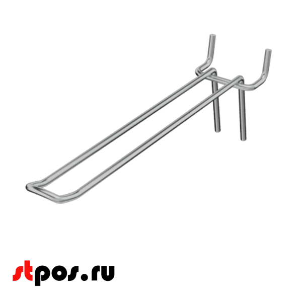 02_Крючок для перфорации двойной, 300 мм, хром, d4,8мм, Шаг 50 мм, УСИЛЕННЫЙ