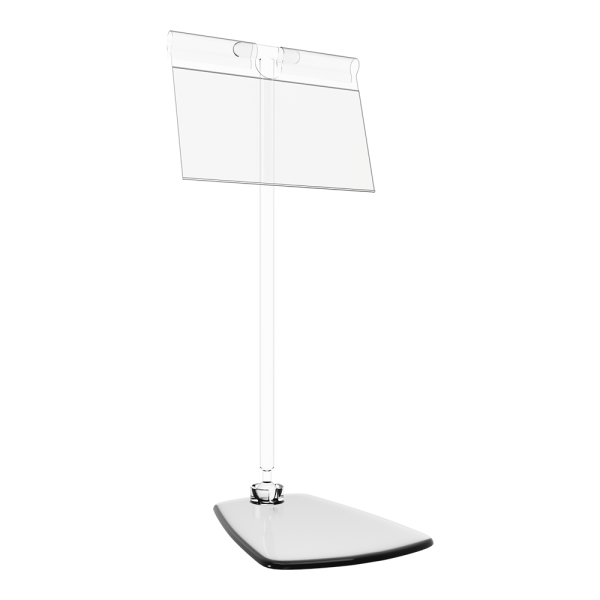 sk_Ценникодержатель шарнирный на прямоугольной подставке с ножкой FOT-ROD-T150, Прозрачный