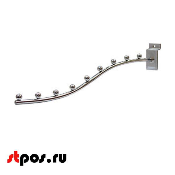 00_Кронштейн для экономпанели наклонный изогнутый, 400мм, d9, 9 шаров, 497 E04, хром