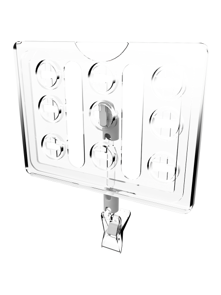 sk_Рамка ТЕХНО А7 прозрачная, прозрачный держатель TECHNO CLIP SMALL-VL, ножка  50мм