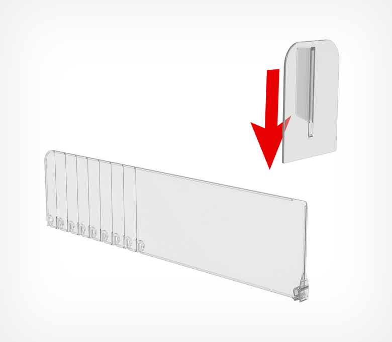 02_Разделитель пластик.120мм обламывающийся c передним ШИРОКИМ ограничителем DIV120-BTW120 285-485мм