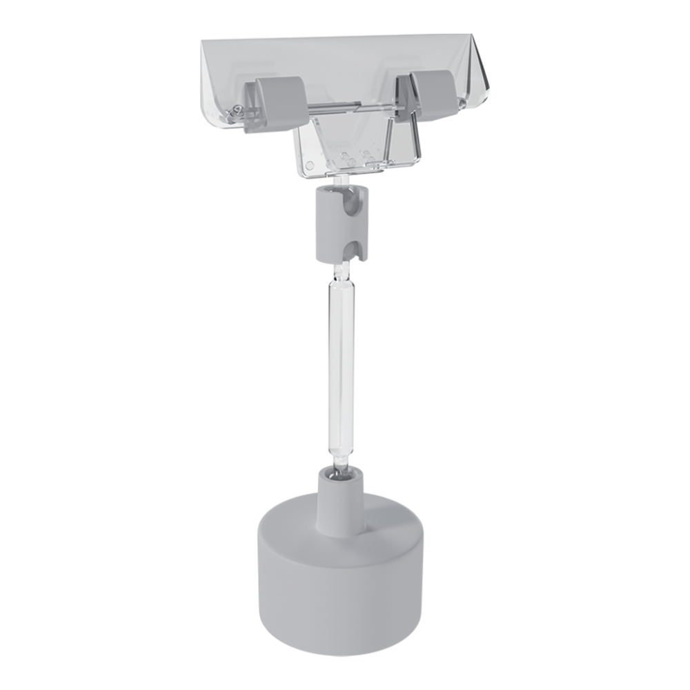 sk_Ценникодержатель на бутылочную крышку 28м BOTTLE CAP-GRIP, ножка  50мм, Белый/Прозрачный