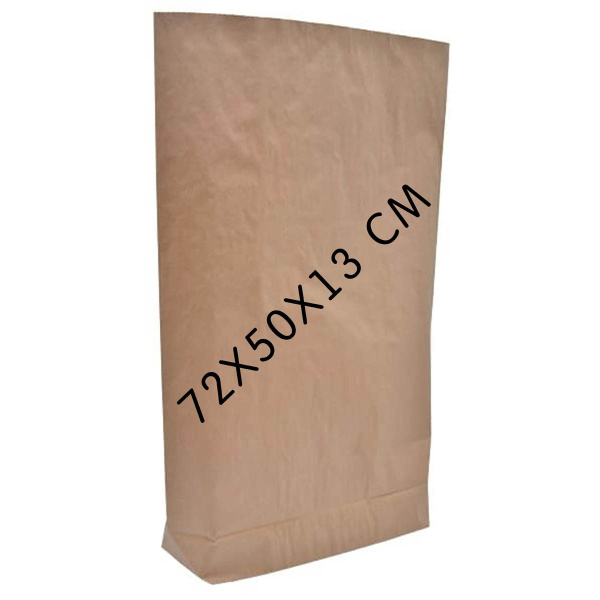 01_Мешок открытый бумажный 500х720х130 мм, трехслойный, Бурый