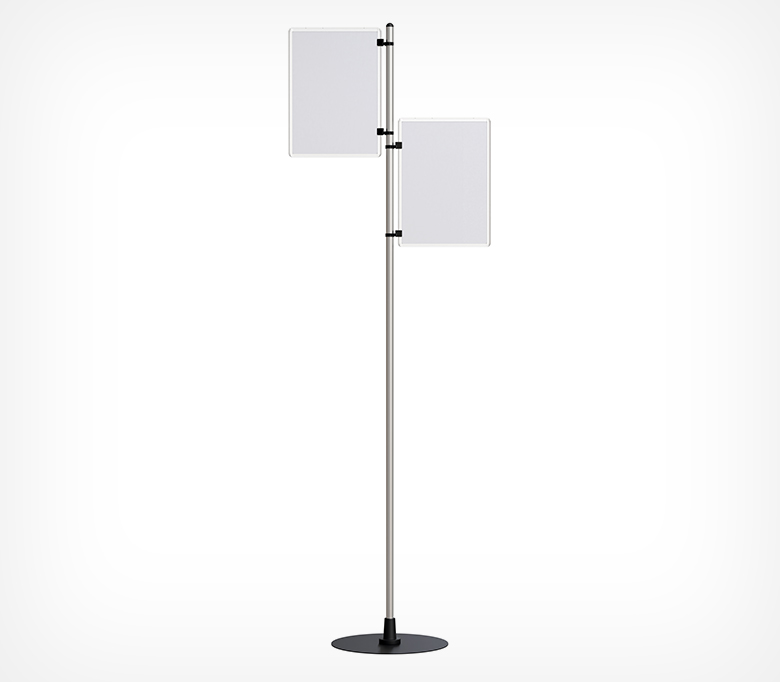 02_Стойка паллетная рекламная h-1500мм двухсторонняя INFOSTAND-FIX Duo с прозрачной рамкой А4