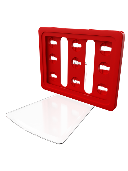 sk_Рамка ТЕХНО А7 красная, прозрачный держатель TECHNO DELI-UNBO-SET40