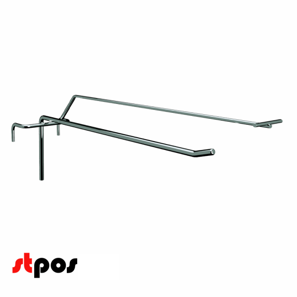 00_Крючок на решетку одинарный с ценникодержателем 250мм, цинк-хром, d5d4, шаг 50