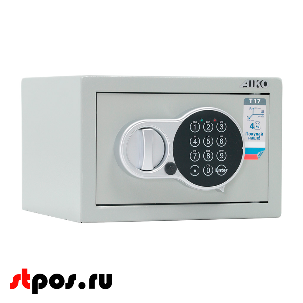 00_Сейф мебельный AIKO Т-17 EL 171x260x230мм, кодовый электронный замок, RAL 7038, Серый