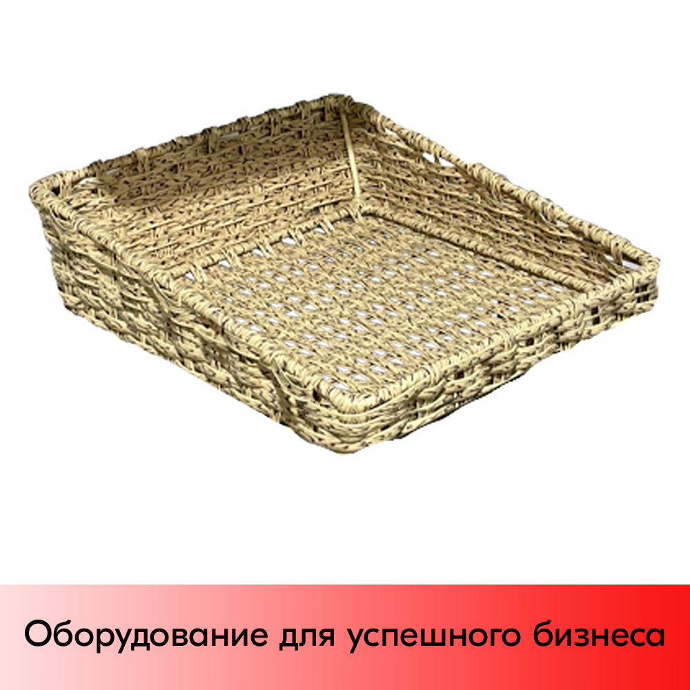 01_Корзина плетеная прямая 300х300х150(70) мм со скосом, Полиротанг, Натуральный цвет