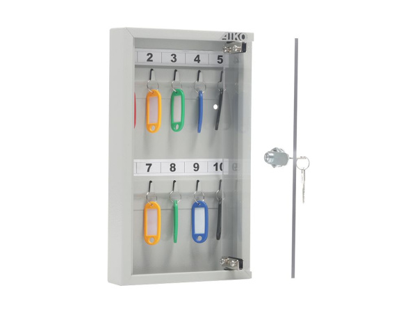 01_Ключница металлическая KEY-10 G, высота 302 мм, ширина 200 мм, глубина 40 мм, цвет серый