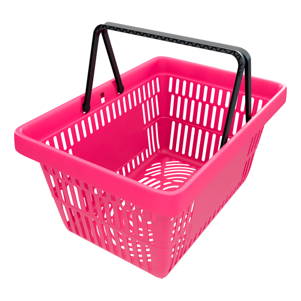 sk_Корзина покупательская пластиковая с 2 черными ручками, 20 л, УСИЛЕННАЯ, ROCK, RAL4010, Фуксия