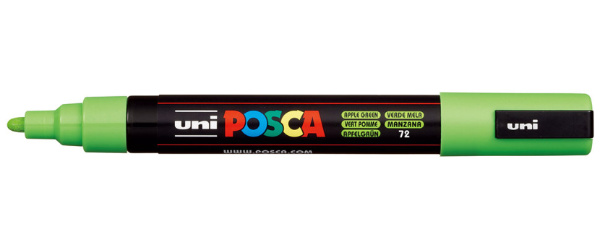 1_Маркер на водной основе POSCA PC-5M, зеленое яблоко (APPLE GREEN - 72), 1.8 - 2.5 мм, пул. нак.