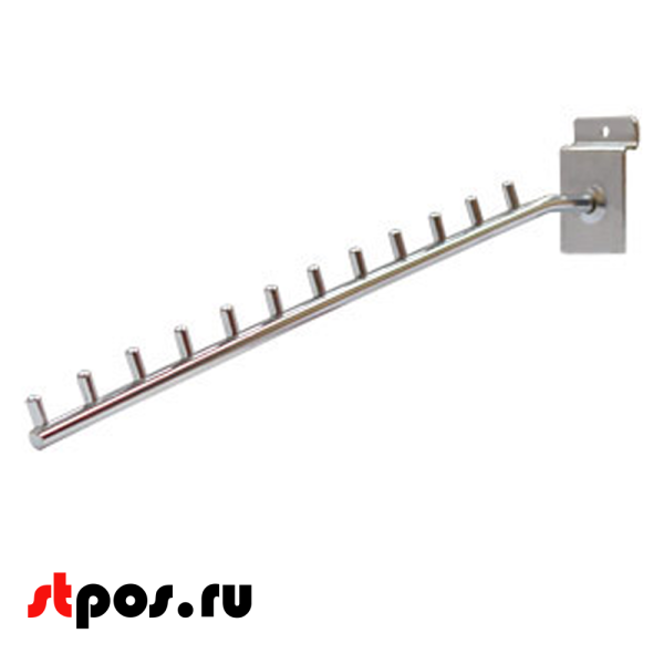 00_Кронштейн для экономпанели наклонный прямой 350мм, 12 штырей, 536 K28, хром